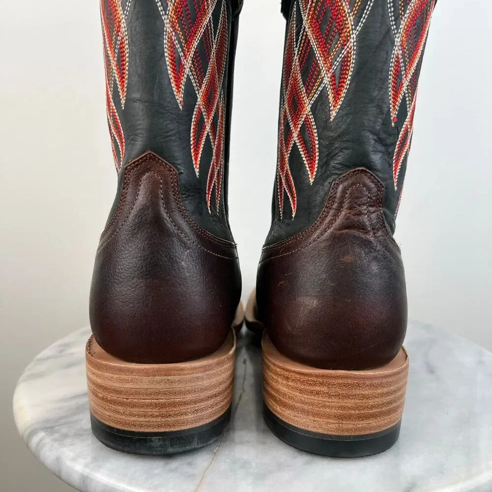 Men's Capitan Boots Guthrie Brown Leather Square Toe Western Boots 3093 (Sz 10D)